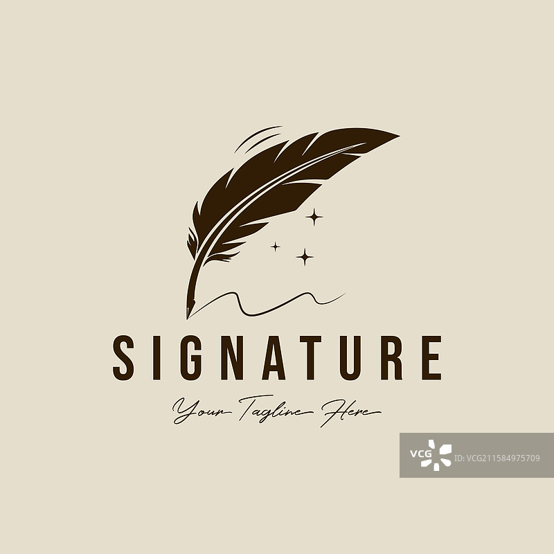 羽毛笔复古标志模板图标图形图片素材