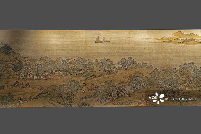 河南省开封博物馆“古代历史文化（《清明上河图》专题展）”：清院本《清明上河图》（复制品，清）图片素材