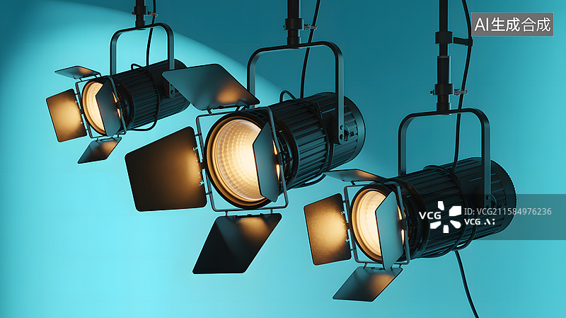【AI数字艺术】悬挂的舞台聚光灯图片素材