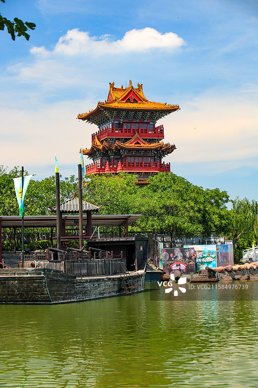 河南开封清明上河园拂云阁建筑风光图片素材