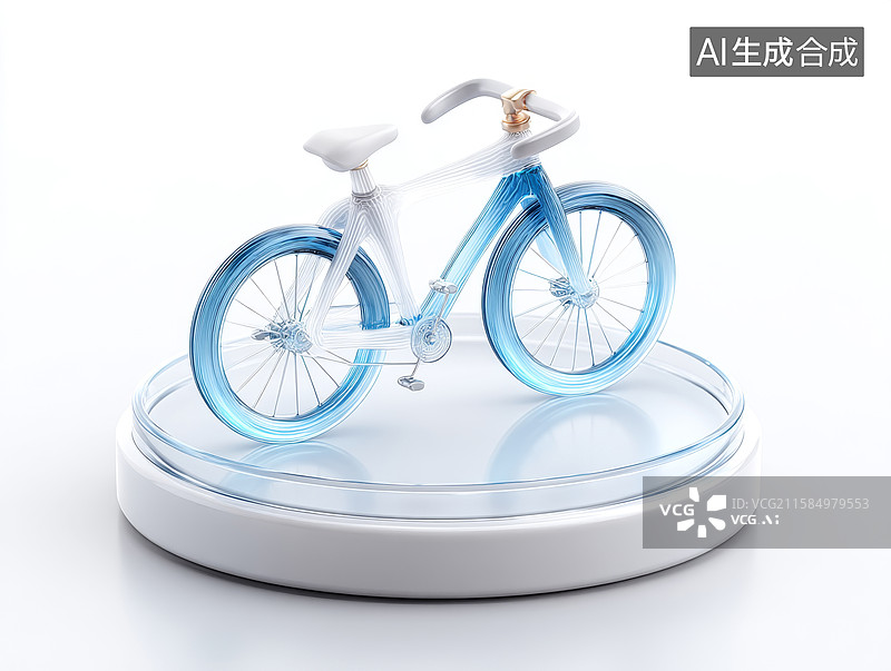 【AI数字艺术】透明自行车展示模型图片素材