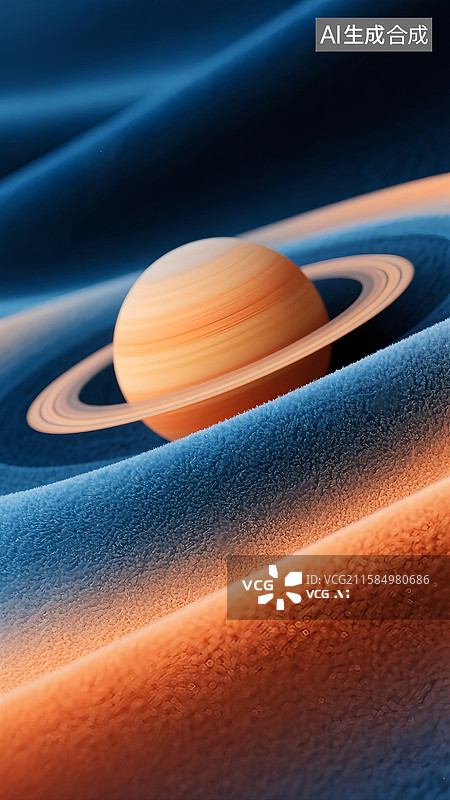 【AI数字艺术】3D毛毡质感星球轨道图片素材
