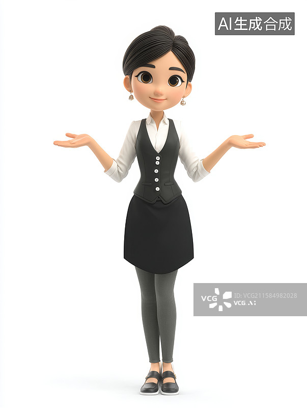 【AI数字艺术】卡通女性职业装展示图片素材