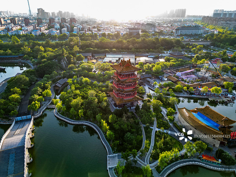 河南开封清明上河园拂云阁航拍图片素材