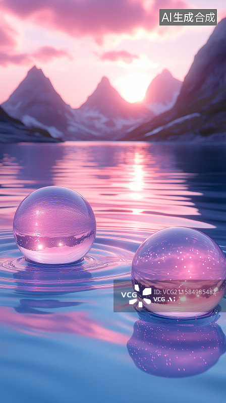 【AI数字艺术】梦幻山水与日出图片素材