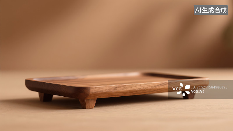 【AI数字艺术】桌面放置一个矩形木质托盘图片素材