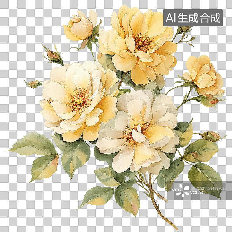 【AI数字艺术】水彩玫瑰插画图片素材
