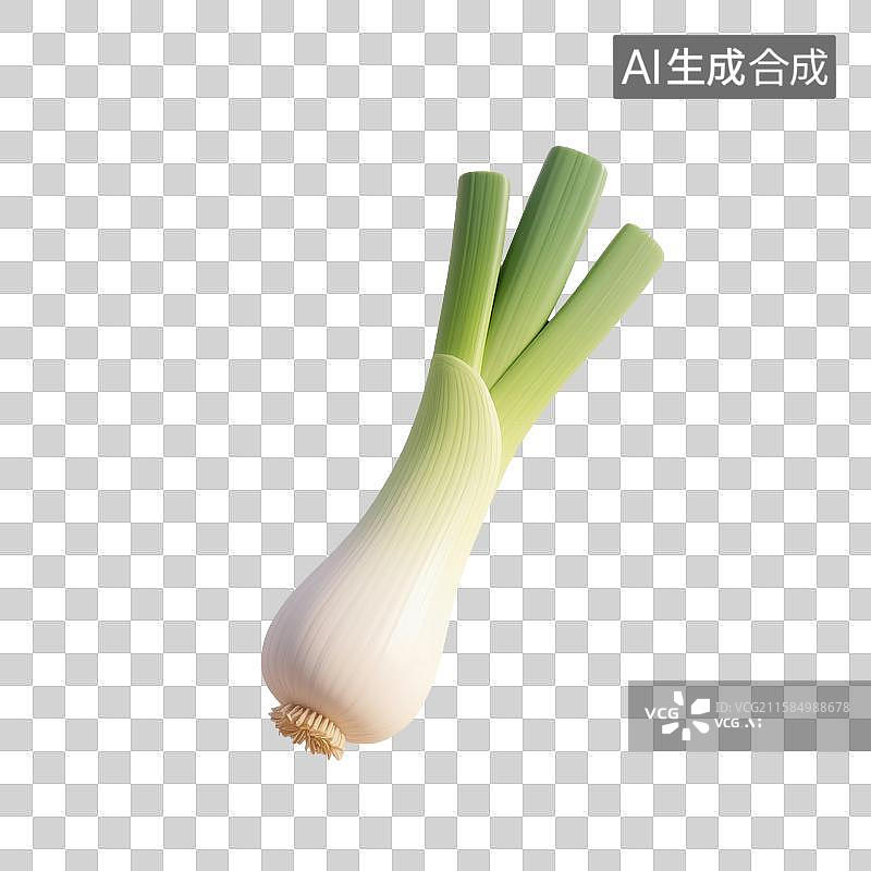 【AI数字艺术】3D渲染，一根葱，大葱，蔬菜免抠元素图片素材