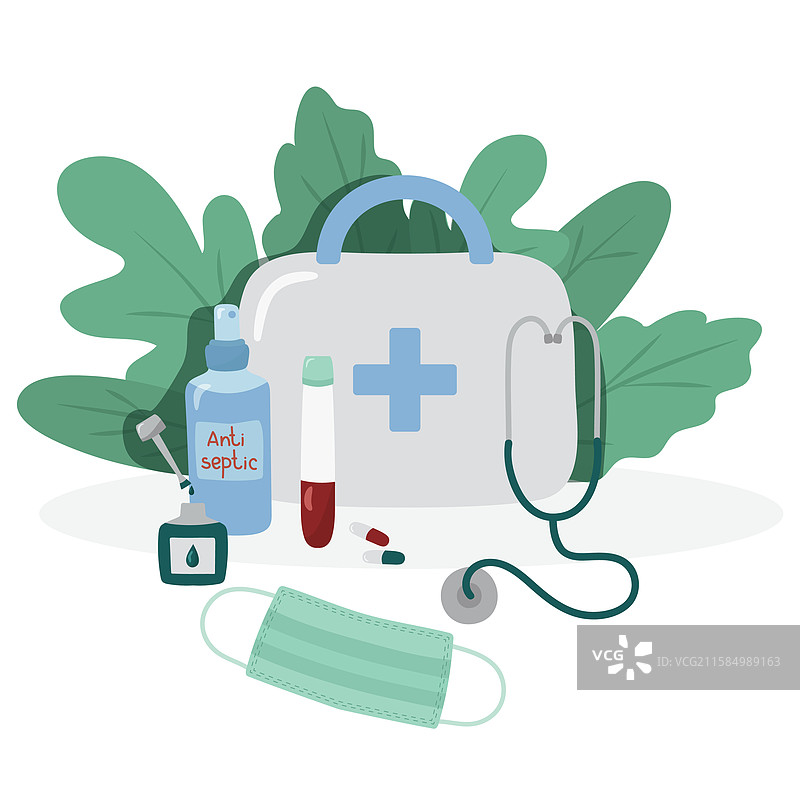 医疗急救包和听诊器图片素材