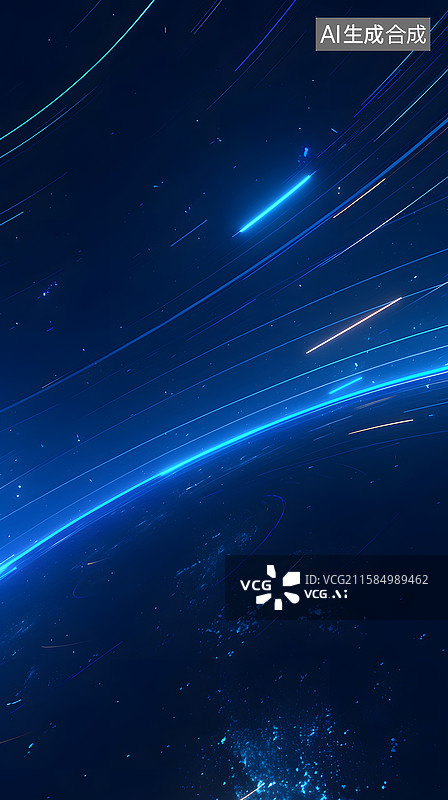 【AI数字艺术】蓝色星河光轨图片素材