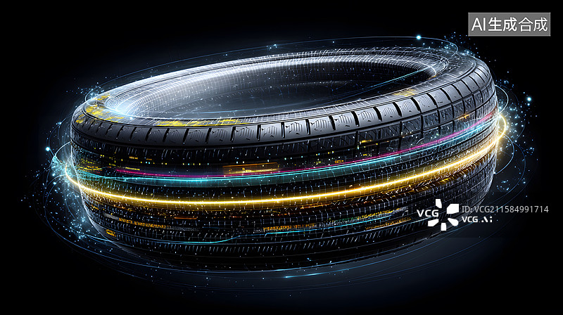 【AI数字艺术】高科技轮胎的动态展示图片素材