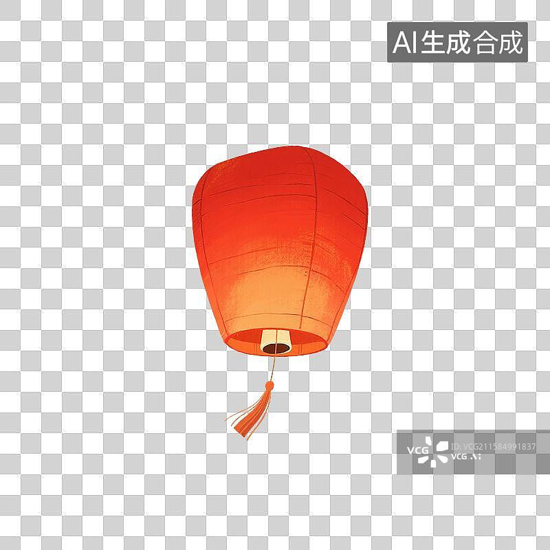【AI数字艺术】国风手绘插画，传统纸灯笼，孔明灯，灯笼，天灯，春节，新年，中秋节灯会，元宵节庙会，中元节，免抠元素图片素材