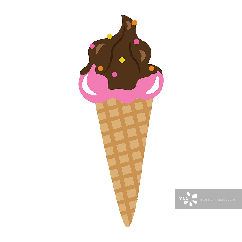 巧克力糖衣的冰淇淋蛋筒图片素材