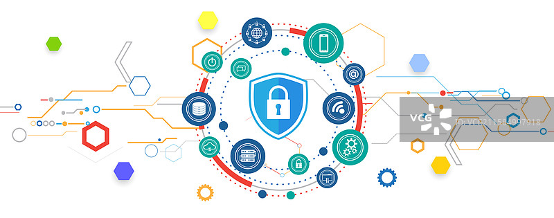 网络安全概念与锁技术图片素材