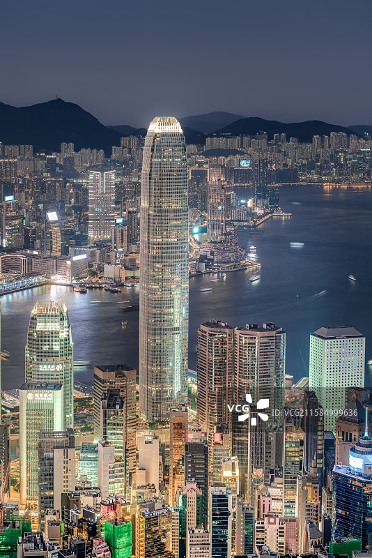 中国香港 城市天际线夜景图片素材