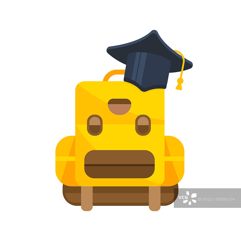 黄色的书包戴着毕业帽图片素材