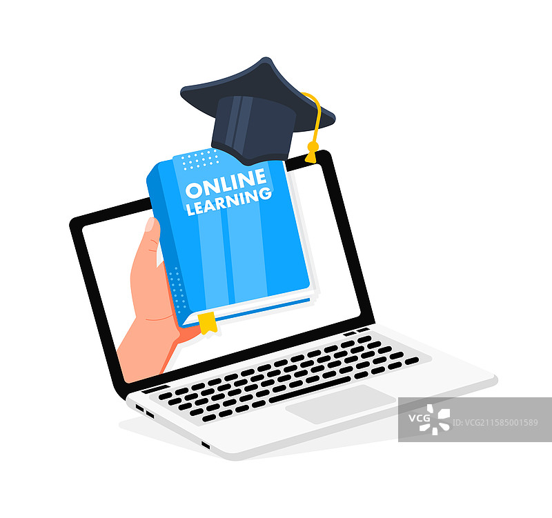 手握在线学习书籍的手伸出图片素材