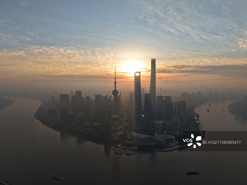 上海城市日出图片素材