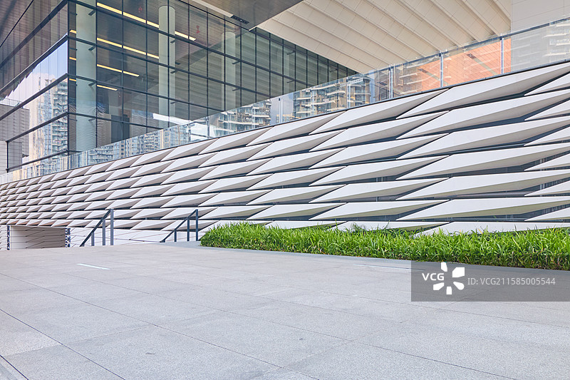 深圳美术馆建筑外部与空白地面图片素材