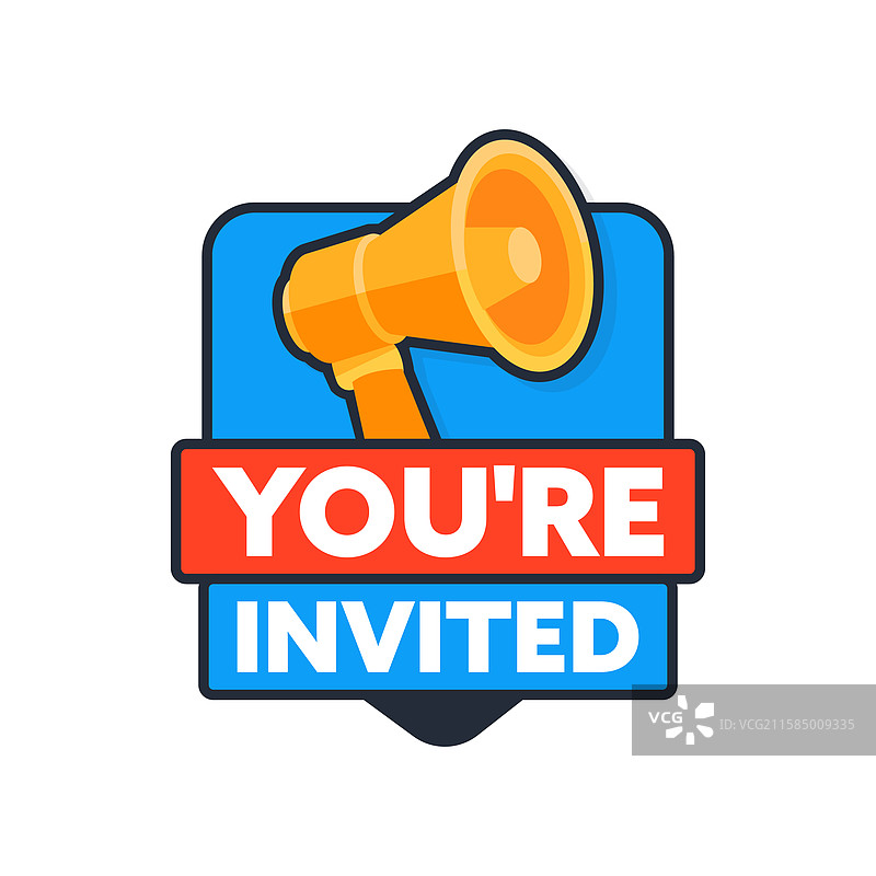 蓝色背景下的扩音器发布邀请函图片素材
