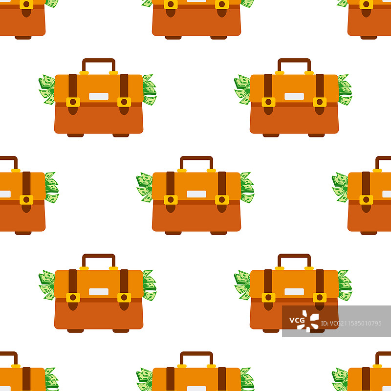 装满现金的溢出公文包无缝图案图片素材
