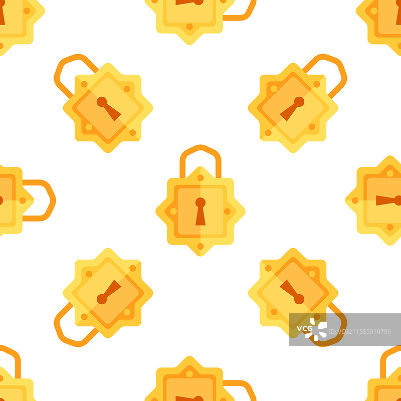 金色挂锁在白色背景上的无缝重复图案图片素材