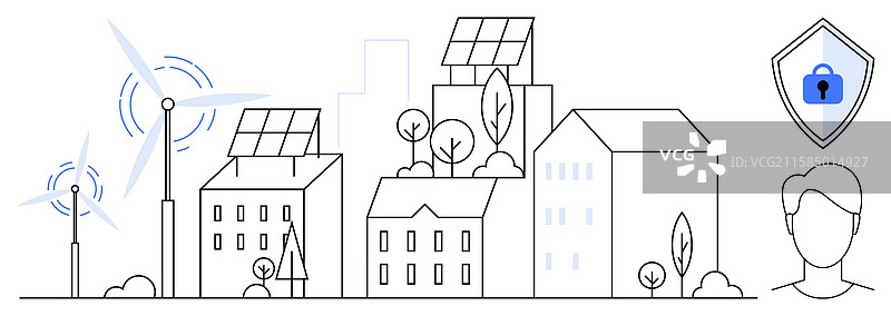 带有太阳能电池板的可再生能源建筑图片素材