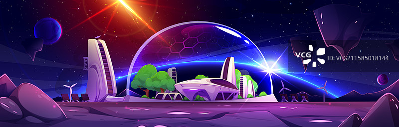 火星空间站在保护穹顶内图片素材