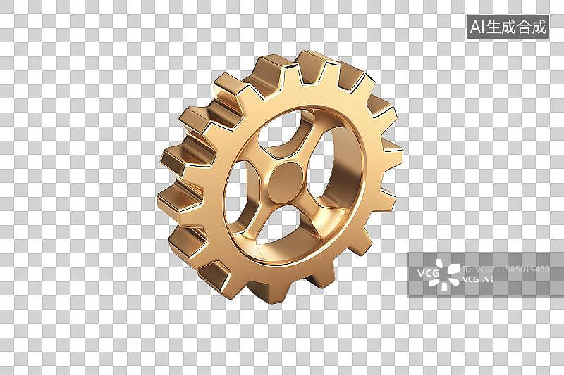 【AI数字艺术】金色齿轮的三维渲染图图片素材
