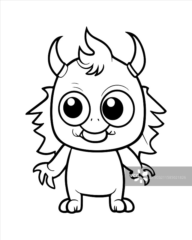 儿童怪兽涂色页 怪兽线条艺术图片素材