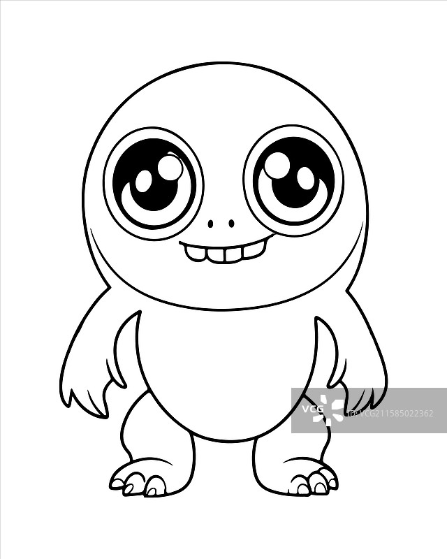 儿童怪兽涂色页 怪兽线条艺术图片素材