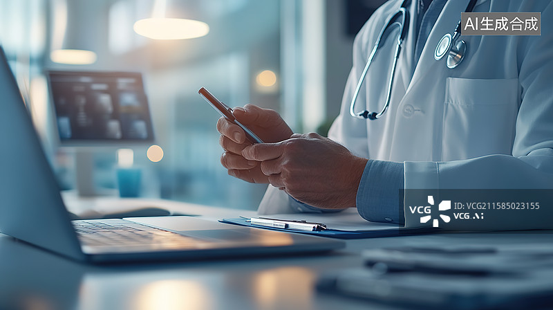 【AI数字艺术】医生为病人看病场景图片素材