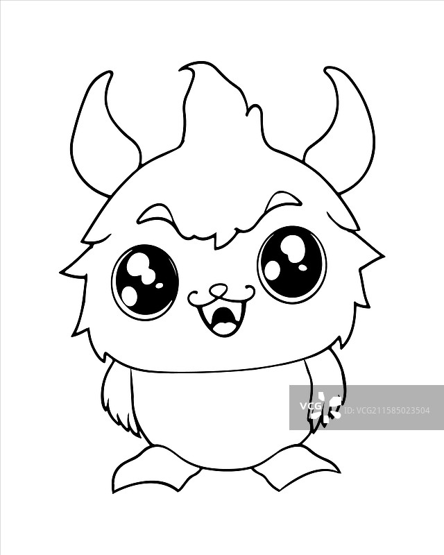 儿童怪兽涂色页 怪兽线条艺术图片素材
