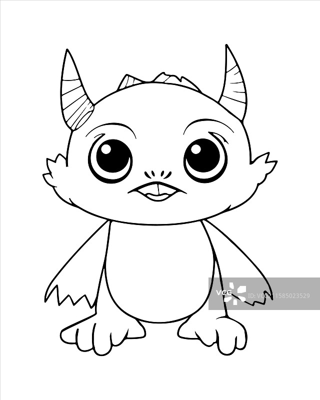 儿童怪兽涂色页 怪兽线条艺术图片素材