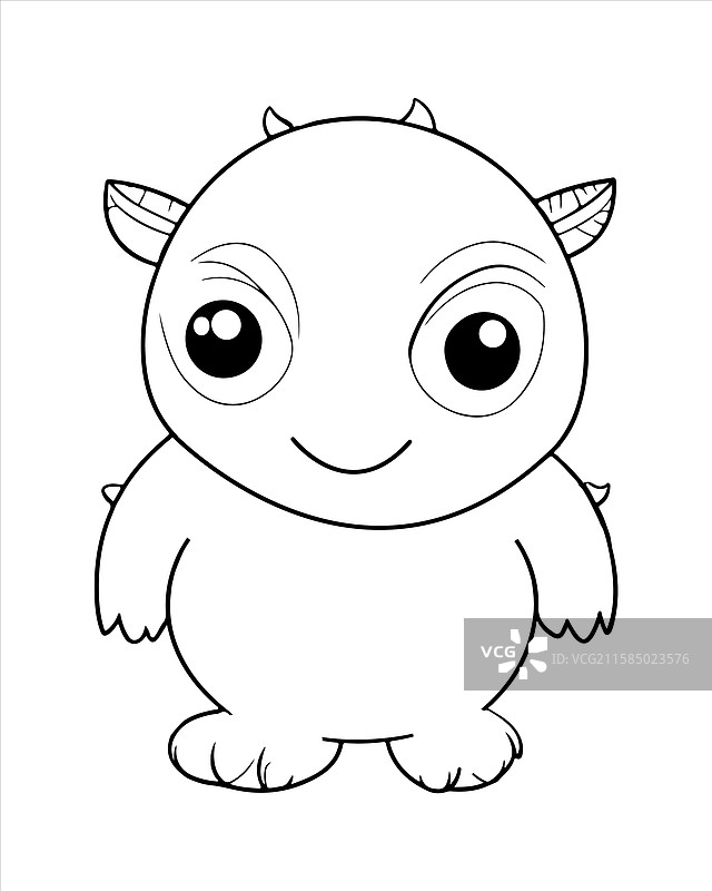 儿童怪兽涂色页 怪兽线条艺术图片素材
