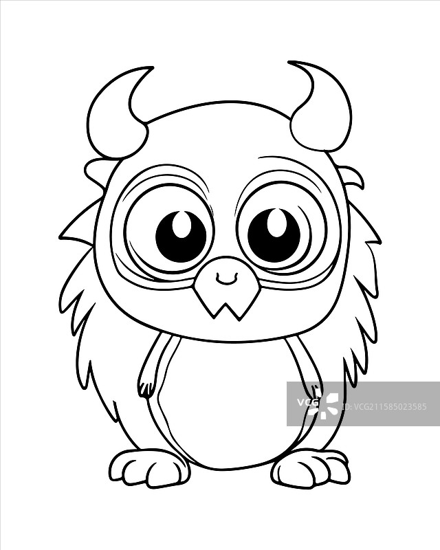 儿童怪兽涂色页 怪兽线条艺术图片素材