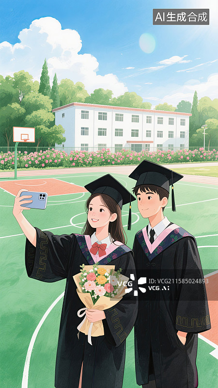 【AI数字艺术】美女，男人，自拍，大学生，毕业图片素材