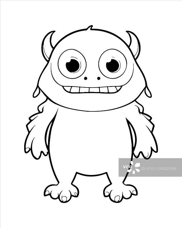 儿童怪兽涂色页 怪兽线条艺术图片素材