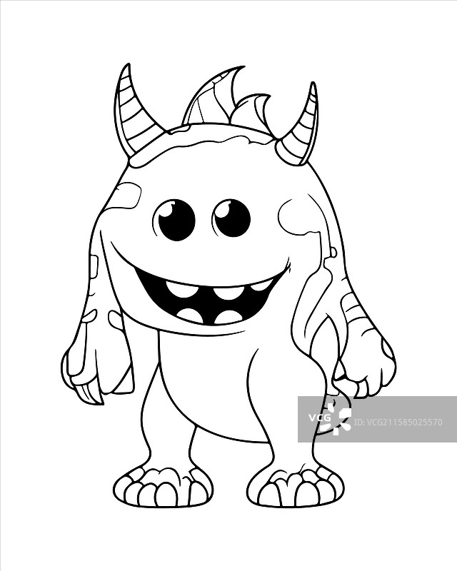 儿童怪兽涂色页 怪兽线条艺术图片素材