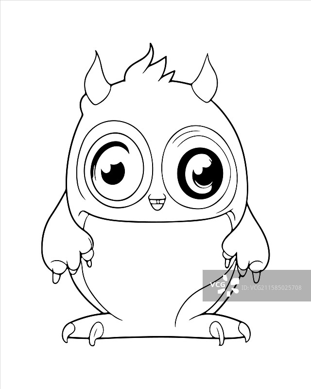 儿童怪兽涂色页 怪兽线条艺术图片素材