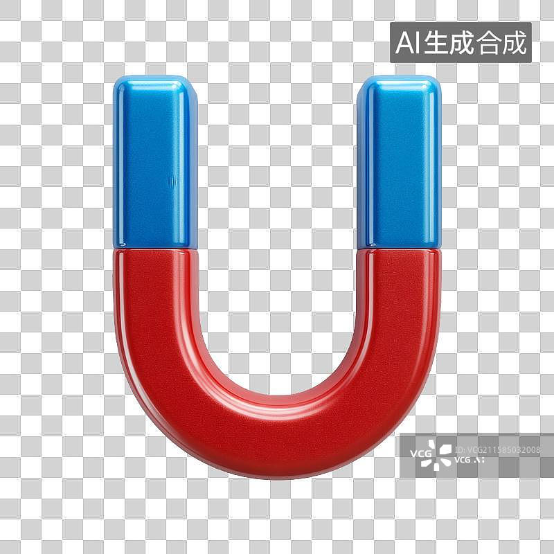 【AI数字艺术】红蓝双色U形马蹄形磁铁图片素材