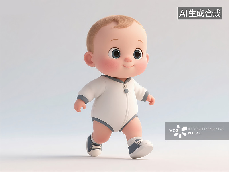 【AI数字艺术】可爱3D插画白色背景学步的婴儿儿童发展育儿早期教育创意商业儿科保健活动图片素材