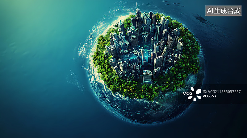 【AI数字艺术】微缩城市星球图片素材