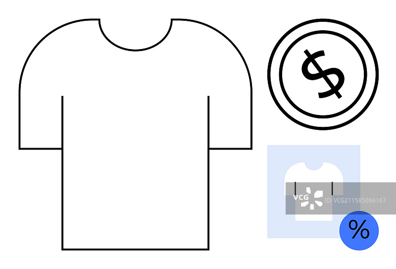 印有美元符号和百分比图标的T恤图片素材