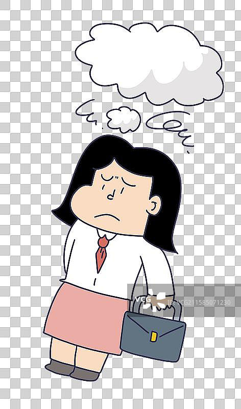 拿着公文包的女性工作人员思考想法对话框图片素材