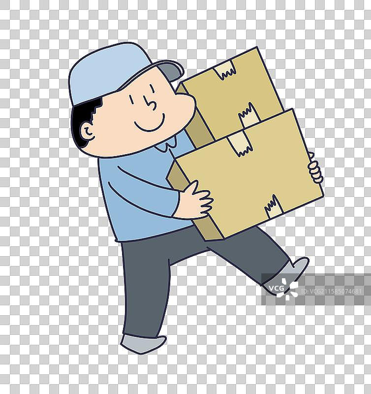 抱着快递包裹的快递员图片素材