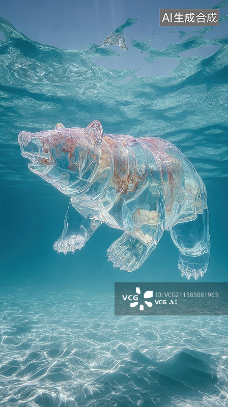 【AI数字艺术】水下塑料袋幻化成北极熊图片素材