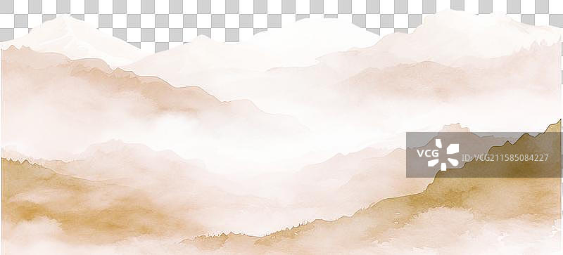 水墨渐变山脉元素图片素材