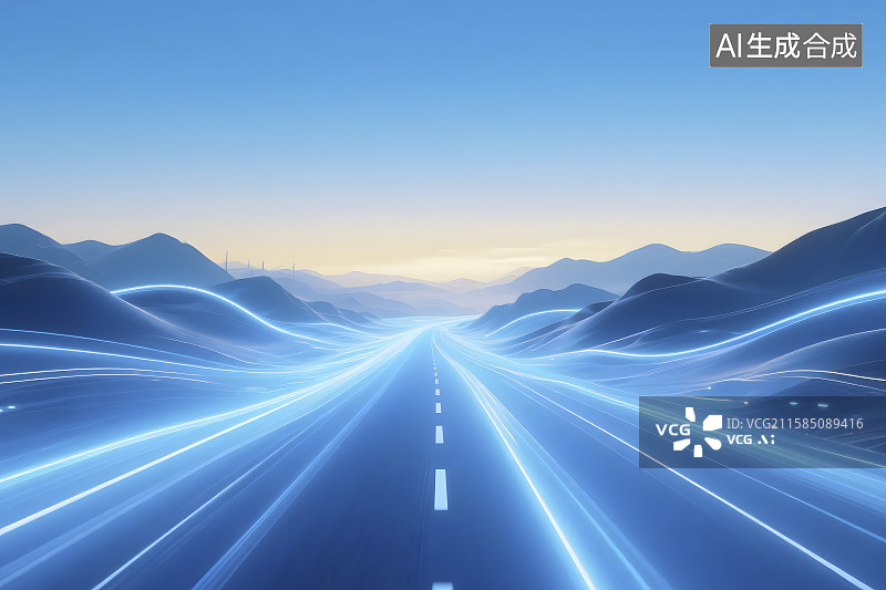 【AI数字艺术】蓝色科技发光背景图片素材