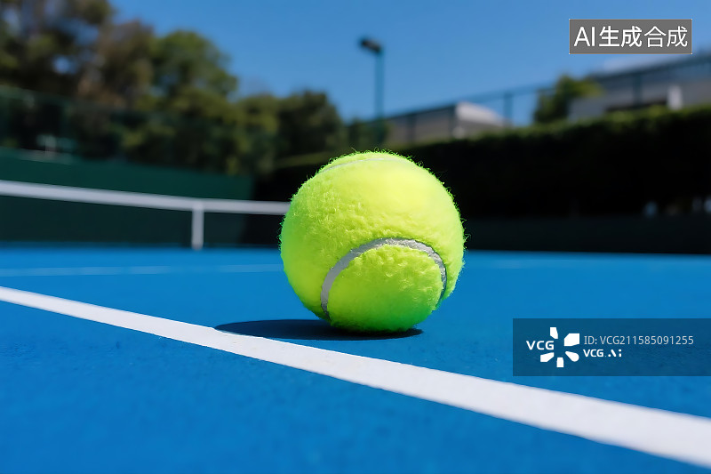 【AI数字艺术】绿色网球和蓝色的网球场 网球运动 体育健身 网球比赛图片素材